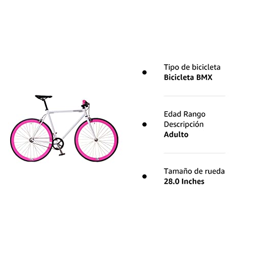 Kamikaze Bicicleta Fixie Blanca Rosa (L)