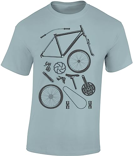Camiseta de ciclismo para hombre: Bike Parts – Camiseta deportiva para hombre – Camiseta de ciclismo de montaña, azul hielo., L