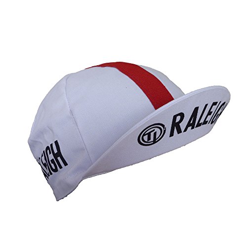 Gorra de ciclismo de equipo estilo retro vintage para bicicletas Fixie Ti Raleigh blanco y rojo