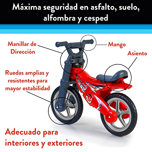 FEBER - Speed Bike, Bicicleta correpasillos de Color Rojo para niños pequeños, con diseño Realista Deportivo y Pegatinas, sin Pedales, Regalo para niños a Partir de 3 años, Famosa (FED07000)