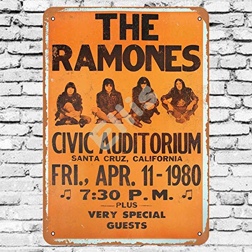 Ellis 1980 The Ramones in Santa Cruz Vintage Retro Metal Tin Sign Decoración de pared para tienda, hombre, cueva, bar, hogar, garaje